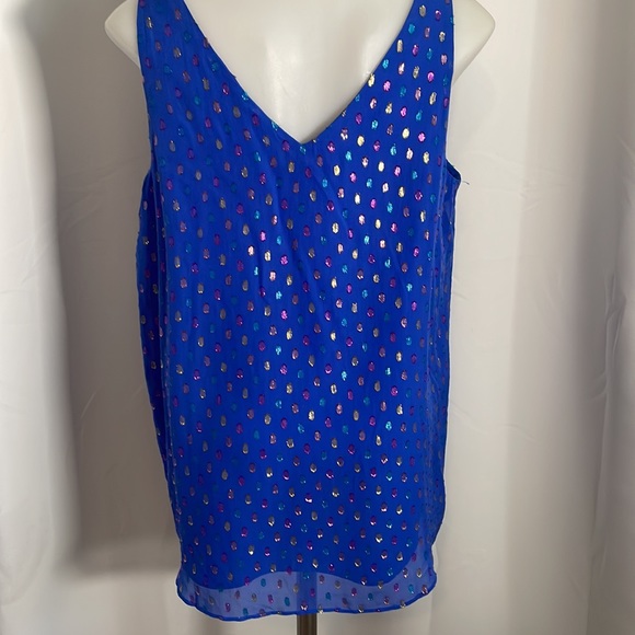 🌺 Lilly Pulitzer Florin blue Moroccan metallic top small - Picture 8 of 8